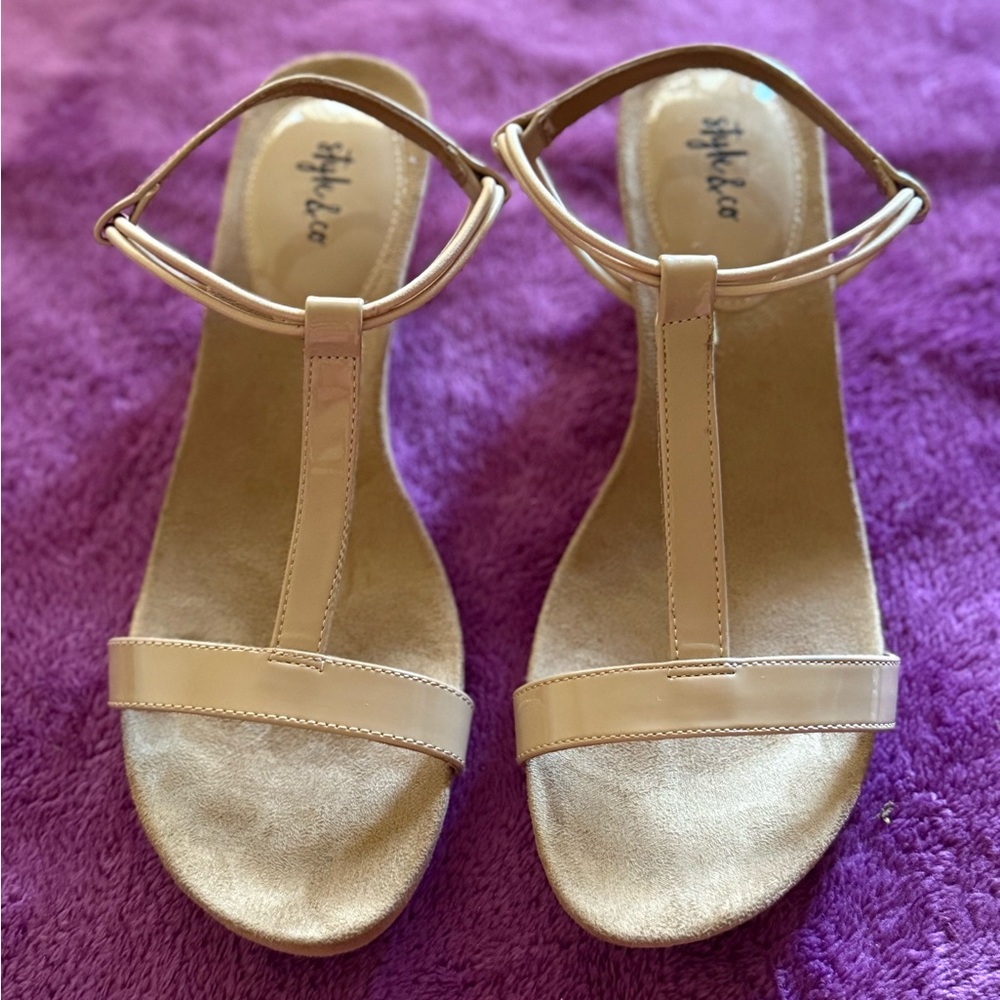 Style & Co Cream Wedge Sandals